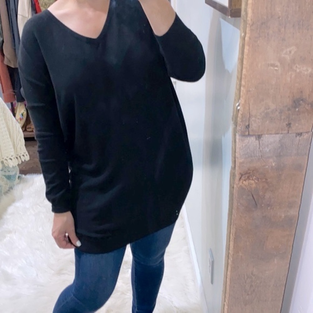 DREAMERS black sweater lattice back size medium/large